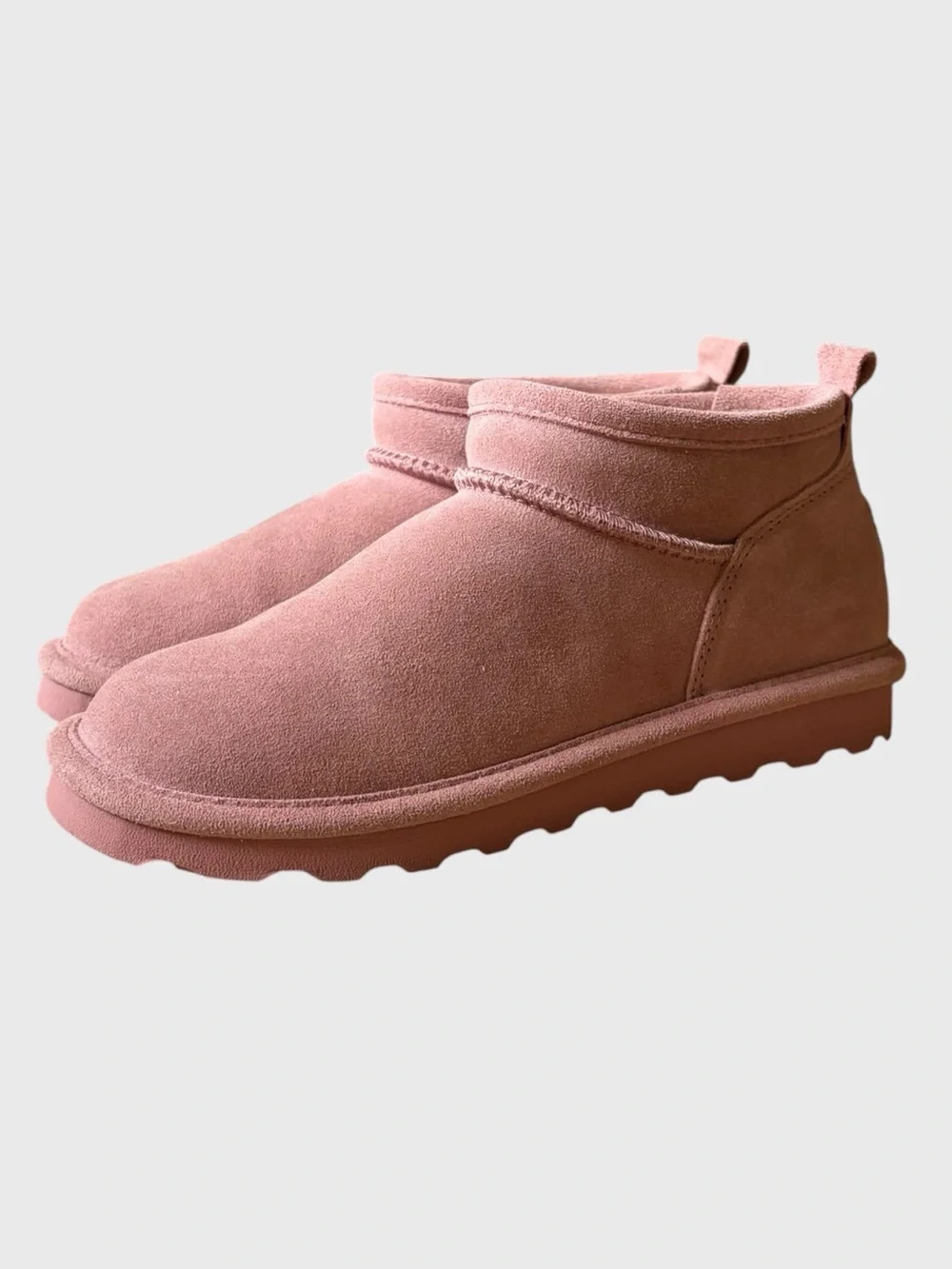 NWB Bearpaw Super Shorty Suede Ankle Boots Women's Size 7 Peony Pink Comfy NEW